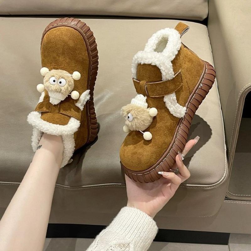 

Winter large cotton shoes women s new velvet snow boots women s thickened warm snow cotton cartoon non-slip shoes 40 верблюд