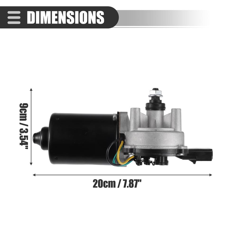 Motoforti Metal Windshield Wiper Motor for Jeep Wrangler 2007-2017, Black/Silver Tone, Part Number 68002388AA