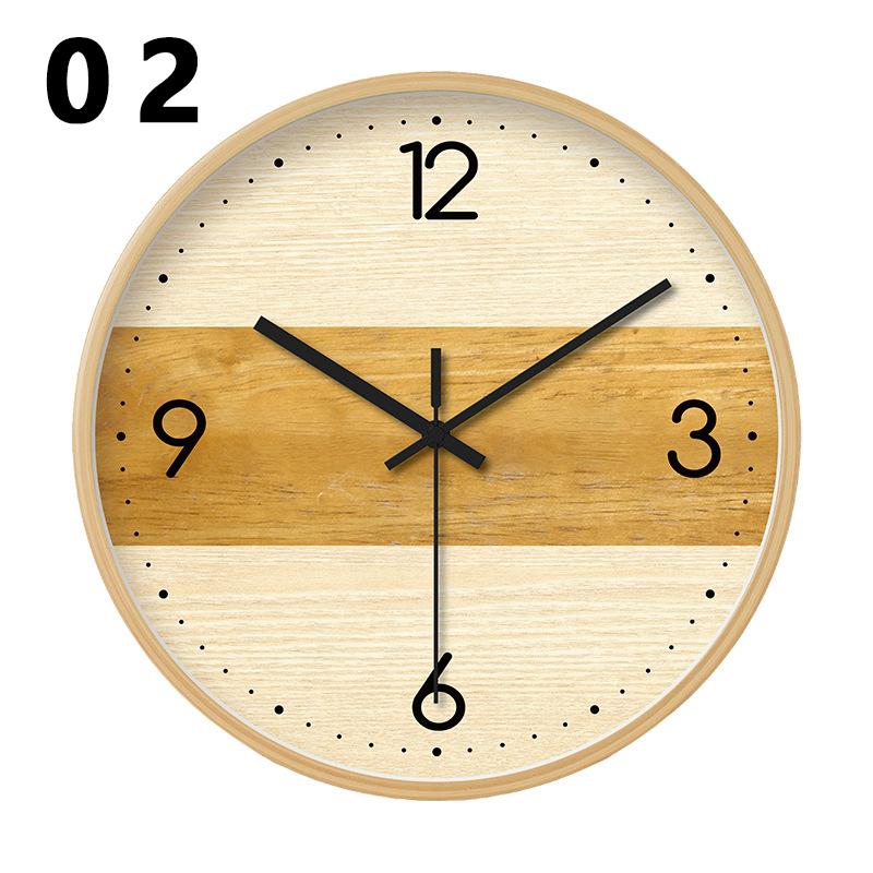 European Wooden Silent Wall Clock Living Room Simple Decoration Pointer Clock, Japanese Style Retro Wood Quartz Clock 20/30/35cm