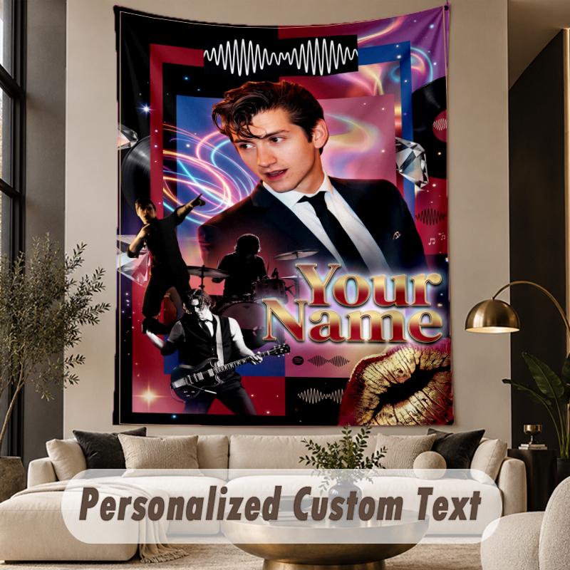 Custom Text Printed Tapestry Arctic Monkeys Pattern Large Wall Hanging Indoor Room Decor