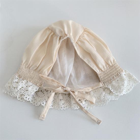 Newborn Baby Hat Lace Brim Rounded Top Solid Color Lace-up Beanie Hat Sun-Protection Accessories Cute Infant Cotton Bonnet Summer