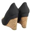 Excellent CHANEL pumps Camellia COCO Mark Rhinestone Wedge Sole black 37 G28002 Used