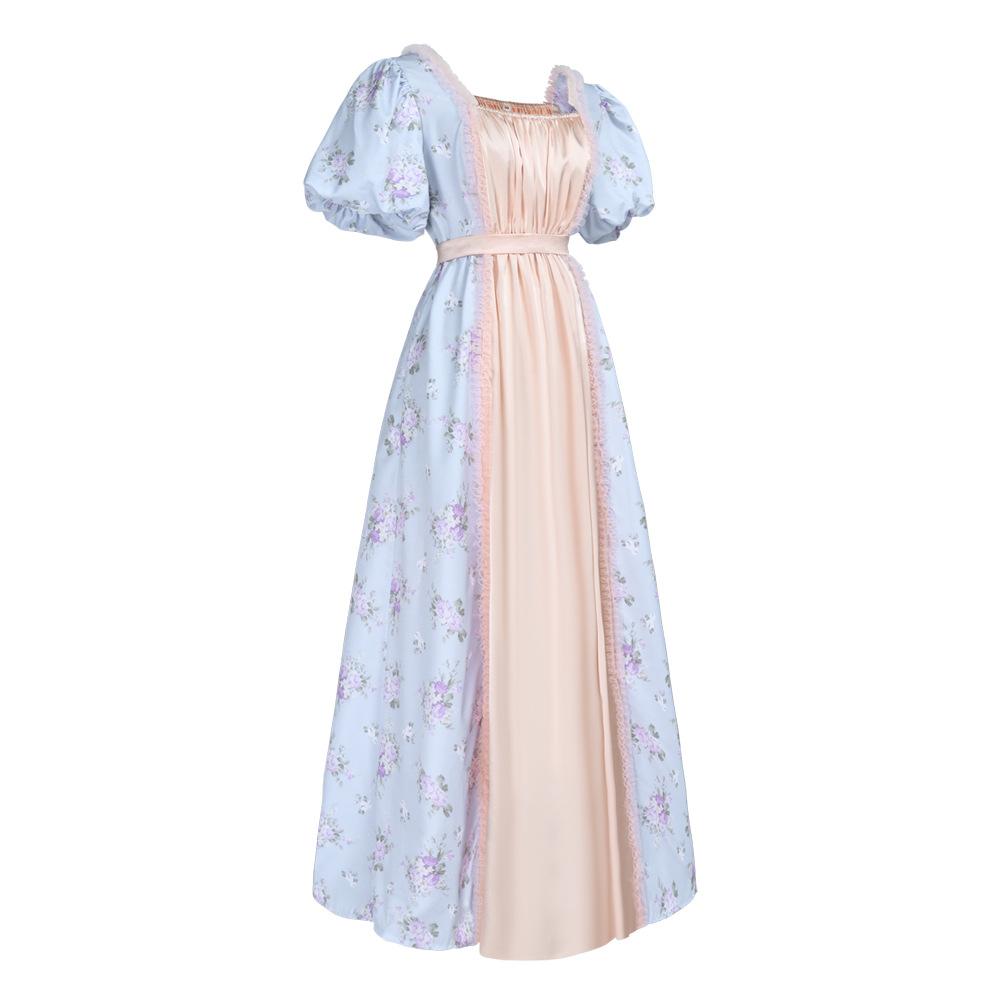 Medieval Victorian Elegant Gown Ball Dress Women High Waisted Tea Party Dress Stage Performance Halloween Carnival Costume