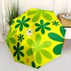 1pc Flower Pattern Automatic Folding Umbrella - 8-Rib Iron Frame, Windproof, Portable Sunshade with Plastic Handle for Travel & Outdoor Acti