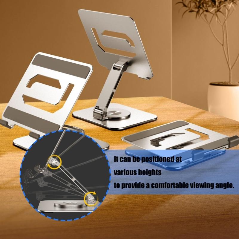 Faltbarer Tablet-Halter Ergonomische 360°-Schwenkbasis Wärmeableitendes Design Solide Metallkonstruktion für Tablets und Handys