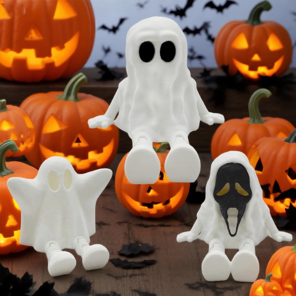 3D Print Halloween Ghost Ornaments Figurines Ghost Festival Party Decoration Joint Movable Ornaments Mini Scene Model Miniatures
