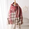 Plaid Color Matching Imitation Cashmere Warm Shawl Scarf Autumn And Winter Fashion High-End Sense Versatile Fringed Scarf