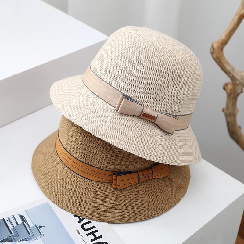 Face Small Bucket Hat Women Spring Autumn Winter Knitted Bow Elegant British Top Hat Versatile Fashion Sunshade Basin Hat