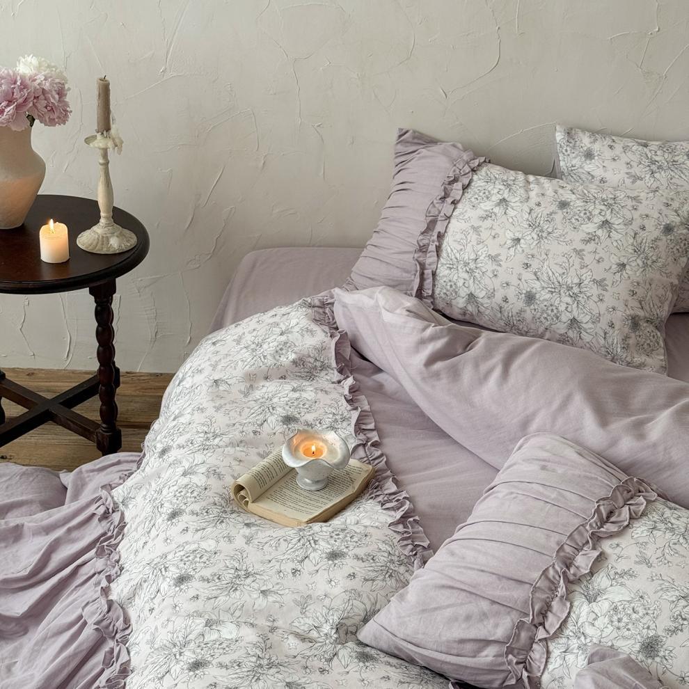 2026 Spring/Summer French Pure Cotton Double-Layer Gauze Lace Bedding Set