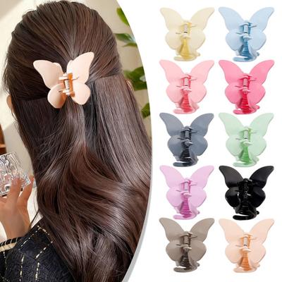 2Pcs Butterfly Hairpins Hair Accessories 2.64" Claw Clips for Women,Glossy Hair Clips for Thick or Thin Hair, Cute Girls' Hair Clips