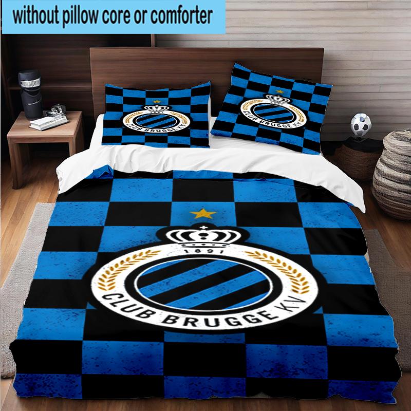 Set Biancheria da Letto con Stemma FC Brugge 3 Pezzi, Include 1 Copripiumino e 2 Federe Perfetto per Camera da Letto, Dormitorio, Regalo di Natale per Fan