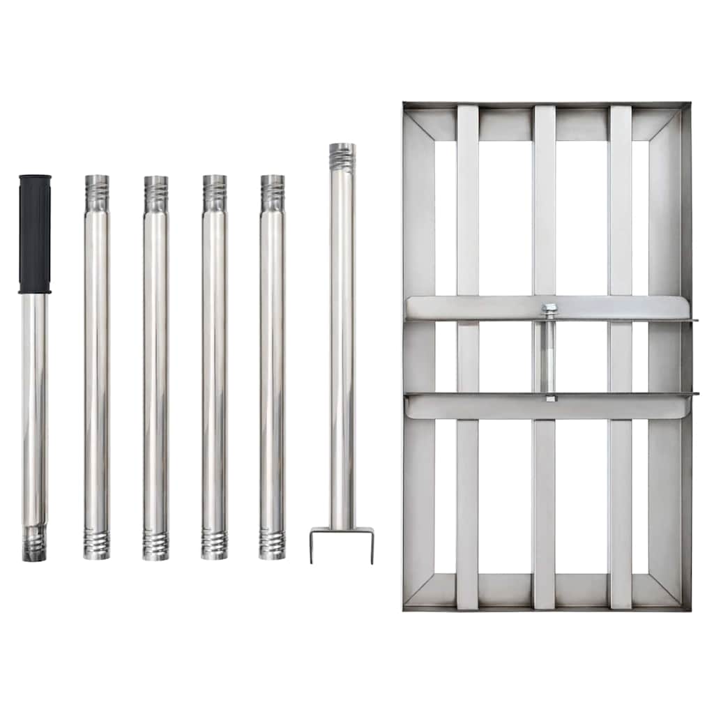 Garden Leveling Rake Silver 45 X 25 X 200 Cm Stainless Steel