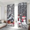 Christmas Snowman Gift Snowflake Pattern Printed Curtains Home Decoration Room Curtain Set Of 2 Made Polyester Washable