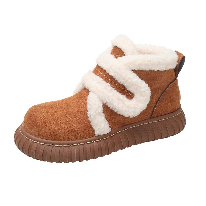 Fashion Aphixta New 4cm Chunky Heel Women Snow Boots Furry Winter Sneaker Shoes Short Plush Ladies Shoes Botas De Invierno Para Mujer