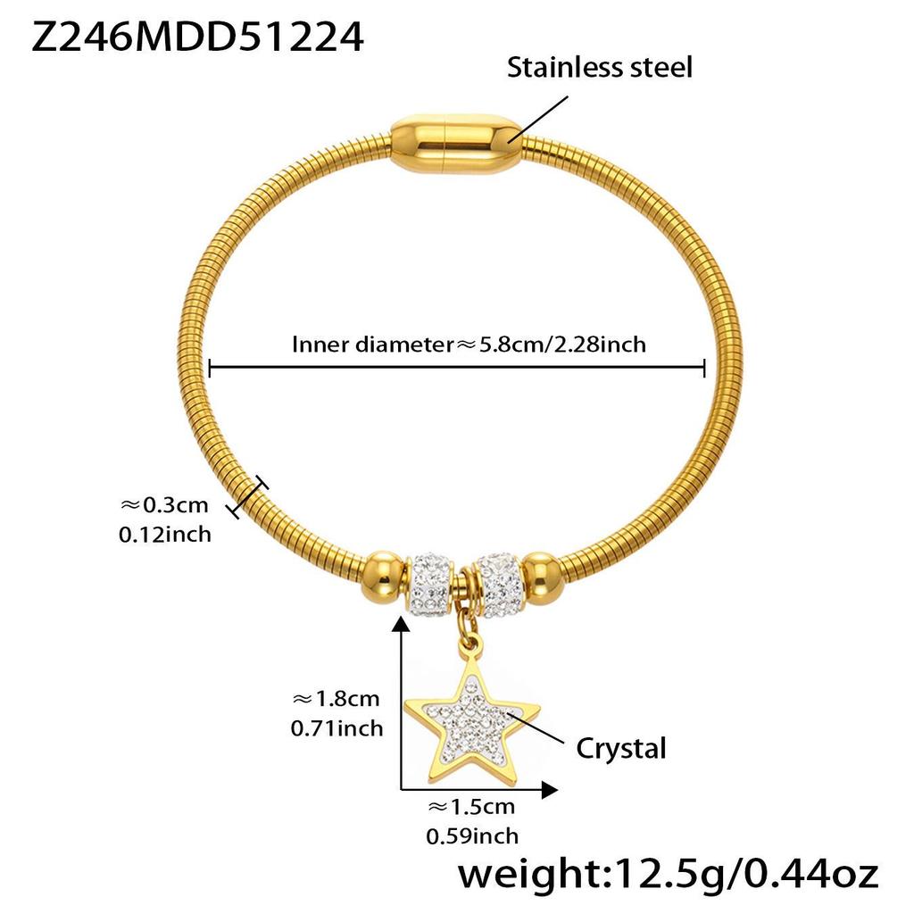 18K Gold-Plated Stainless Steel Zirconia Diamond Clasp Bracelet - European & American Fashion Knotted Irregular Light Luxury Style.