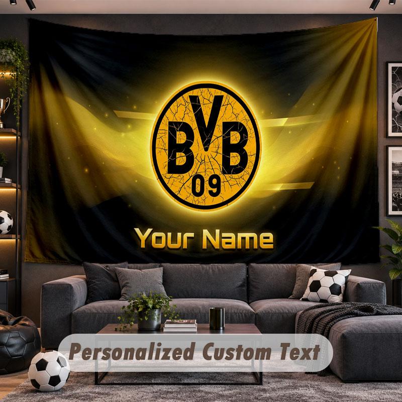 Arazzo da Parete Nome Personalizzato Modello Borussia Dortmund Tessuto Stampato Personalizzato Decorazione Murale