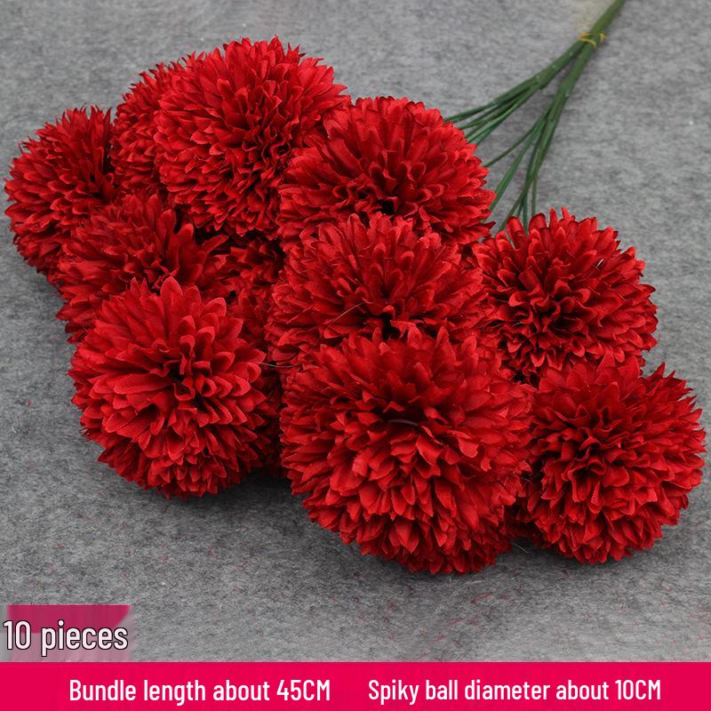 10-Piece Burgundy Floral Décor Set: Red-Toned Artificial Flowers, Mat, Aisle Runner, Wedding Decoration