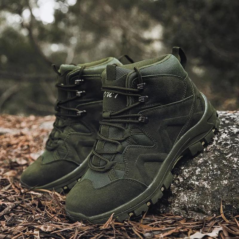 Fashion Men Hiking Boot Winter Outdoor Shoe Lace-Up Non-slip Outdoor Sports Casual Trekking Boots Man Waterproof Suede Botas Para Hombre