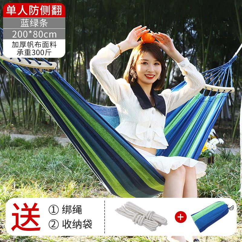 Outdoor Camping Hammock 1 Or 2 Persons Heavy-Duty Canvas Hanging Bed With Optional Spreader Bars Lightweight Portable
