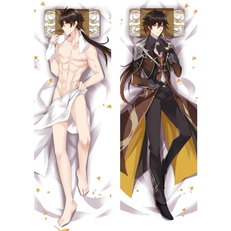 60x180cm Game Genshin Impact Zhongli Dakimakura Male Otaku Throw Hugging Body Zhong Li Pillow Case Cover Home Bedding Decorative