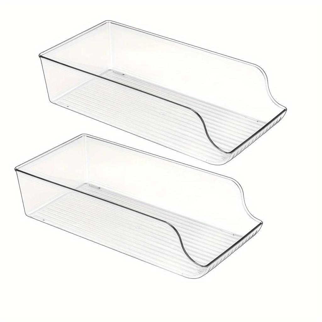 1/2-pack Dryckesdispenserorganisatör för Kylskåp, Klar Plast Hög Smal Läskburkar Hållare Behållare Förvaringslåda Bricka