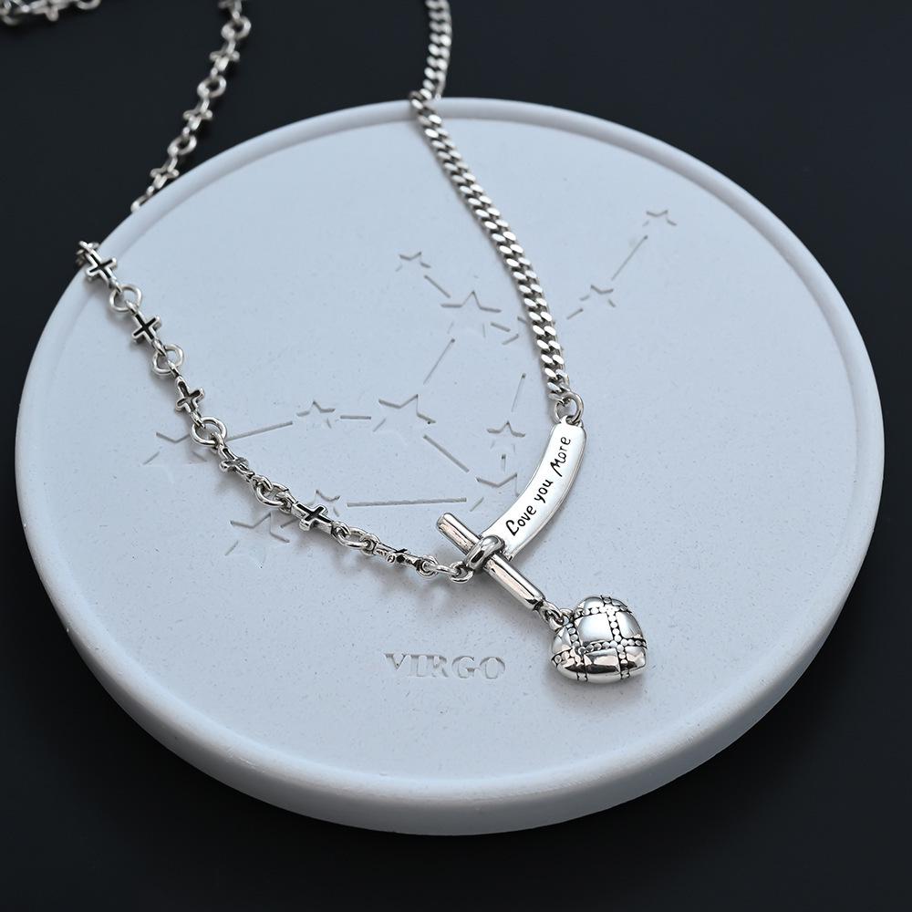 Women s Versatile Diamond Lattice Heart Necklace - High-End Ins Style Sweater Chain