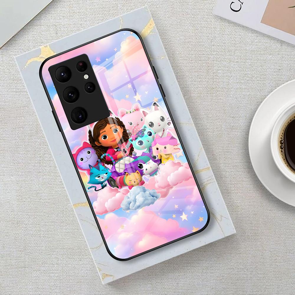 Cartoon Gabbys Dollhouse Phone Case For Samsung S26 S25 Edge Ultra 23 22 21 20 Ultra Plus S24 Fe Glass Cover