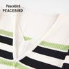 PEACEBIRD Women's Striped V-Neck Short Sleeve Knit Top