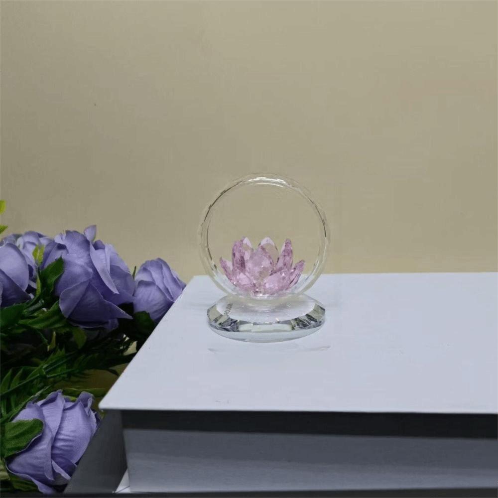 Transparent Lotus Flower Figurine Stable Base Lotus Crystal Statue  Office Desk