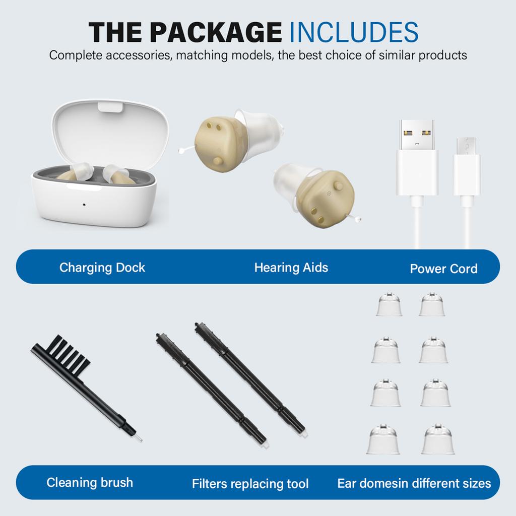 Z-68 Sound Amplifier Hearing Aid with Charging Case Digital Noise Reduction In-Ear Design Long Batte
