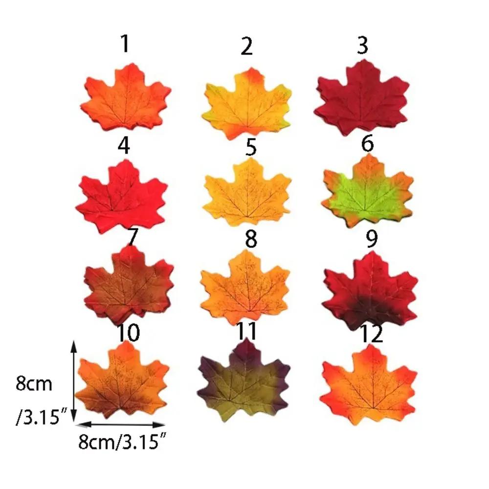 50Pcs/Pack Maple Leaves Simulated Maple Leaves Plants Handmade Artificial Leaf Plants Leaf DIY Stacked Maple Leaves Photo Props