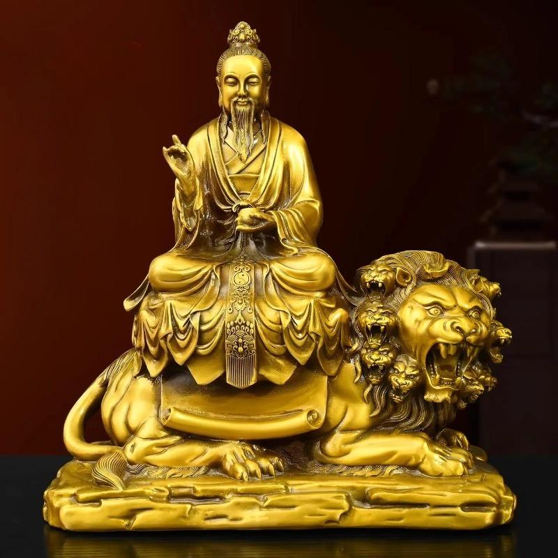 Copper Taoist Deity Figurine Celestial Worthy Savior From Suffering for Home Living Decor