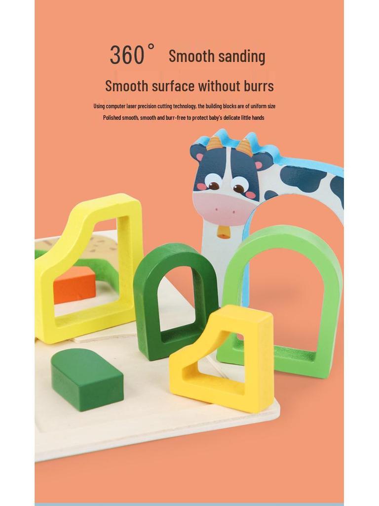 3D Animal Shape Matching & Color Training Puzzle Board for Kids