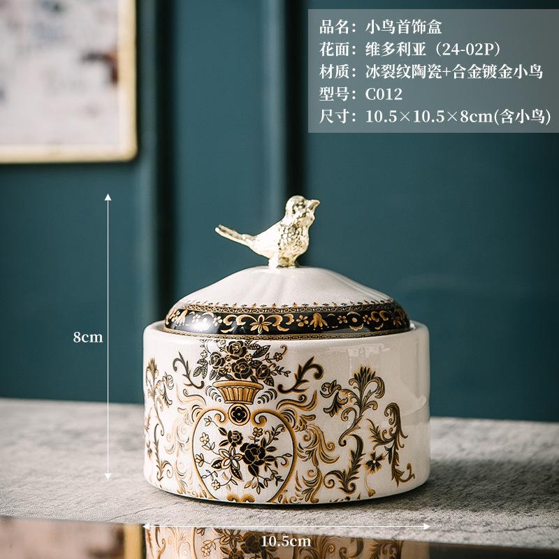 Amerykański retro ceramiczny ptak biżuteria pudełko do przechowywania biżuterii europejska porcelana lodowa ornament