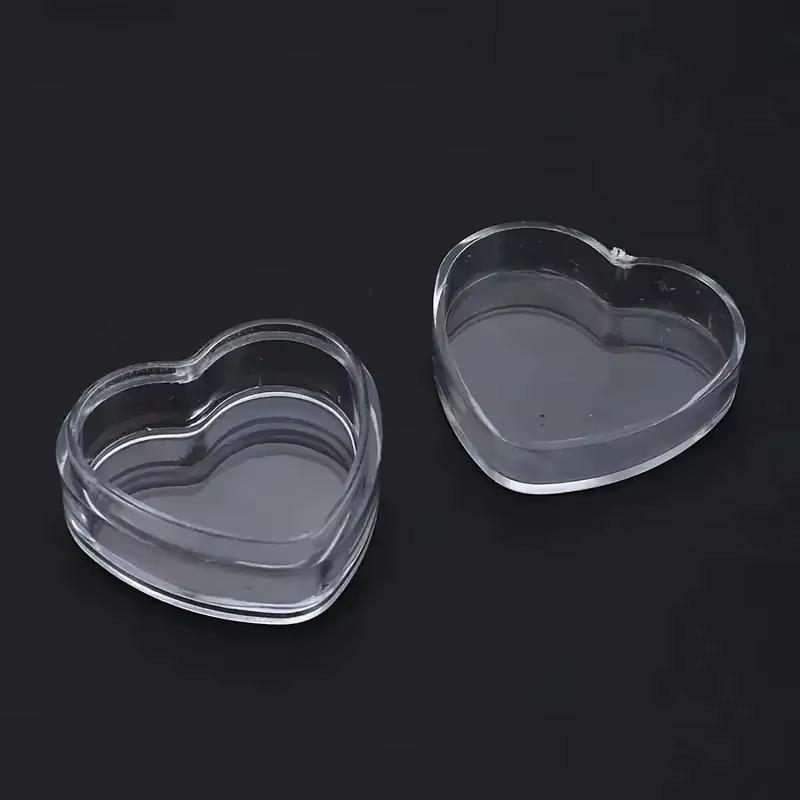 50/100pcs Heart-Shaped Plastic Cosmetic Jar Set Empty Clear Containers Mini Refillable Plastic Boxes with Lids for Sample Powder