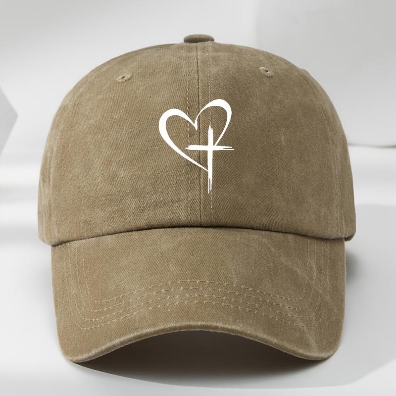 Love Cross Printed Baseball Cap Fashionable Outdoor Leisure Sports Sun Hat Washed Retro Soft Top Comfortable Peaked Cap