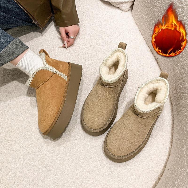 Women's Large Size Soft Sole Winter Warm Cold Resistant Anti-slip Fur Snow Boots Padded Lined Ankle Boots Non-slip Hiking Sports Cotton Boots