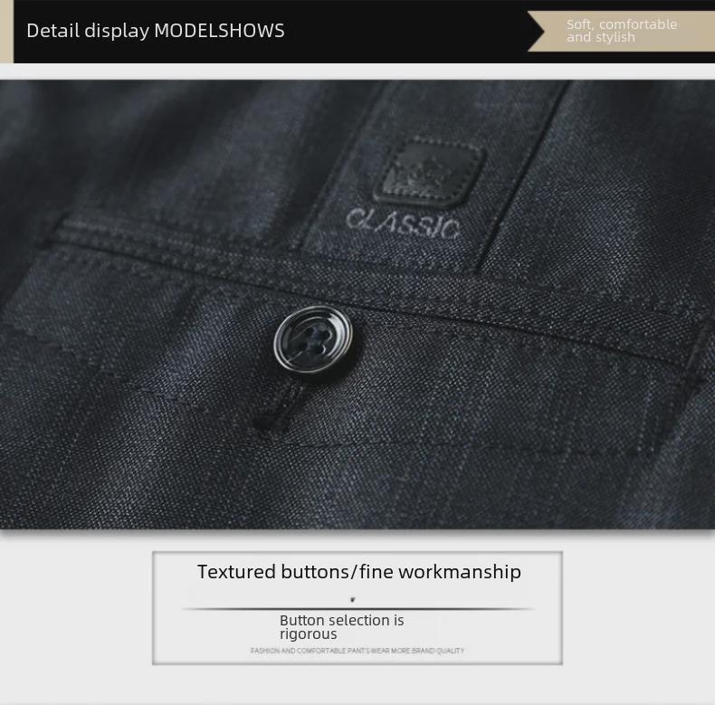 High-End Striped High Waist Casual Trousers for Middle-Aged Men