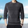 Fall Winter Men Sweater Round Neck Knitted Thick Warm Long Sleeve Solid Color Plus Size Mid Length Elastic Casual Pullover Men Sweater