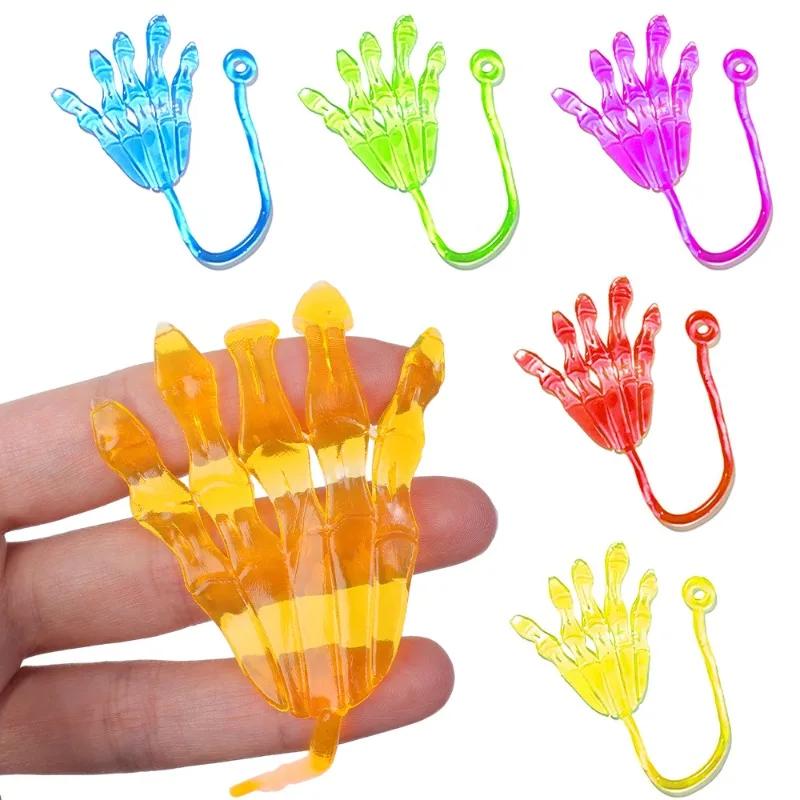 10Pcs Stretchable Climbing Spider Web Elastic Sticky Hand Novelty Toys for Kids Halloween Birthday Party Decorations Gifts