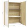 Vidaxl Szafka Łazienkowa Z Lustrem, 60X15X75 Cm, Mdf, Biel I Dąb