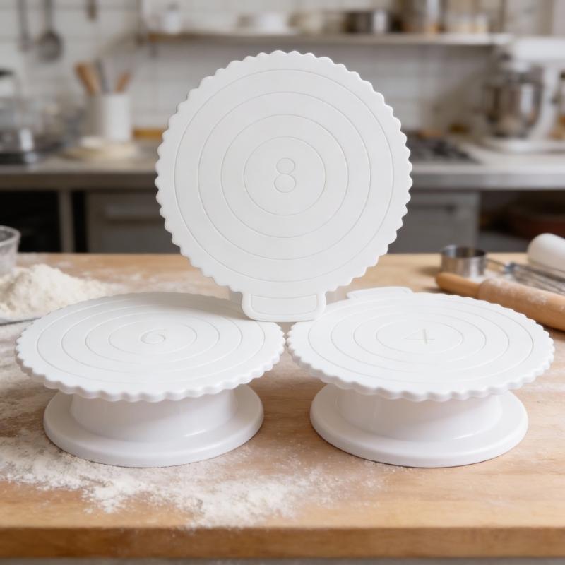 Set of 5 Nonslip Plastic Cake Stands with Textured Bottom ABS Texture for Firm Cake Positioning During Parties and Event