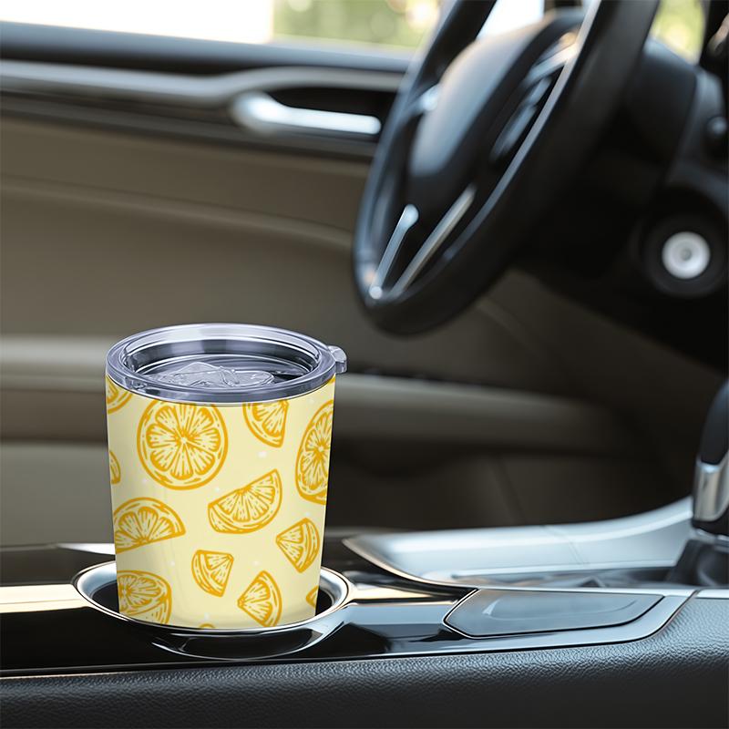 591ml Car Tumbler Lemon Element Straw Cup Stainless Steel Tumbler Coffee Tumbler Tumbler With Lid 20oz Car Straw Cup