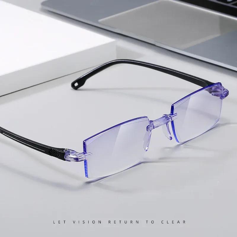 Unisex Eyeglasses Rimless Square Finished Myopia Glasses Women Men Business Style Frameless Nearsighted 0 -1.0 -1.5 -2.0 ~ -6.0