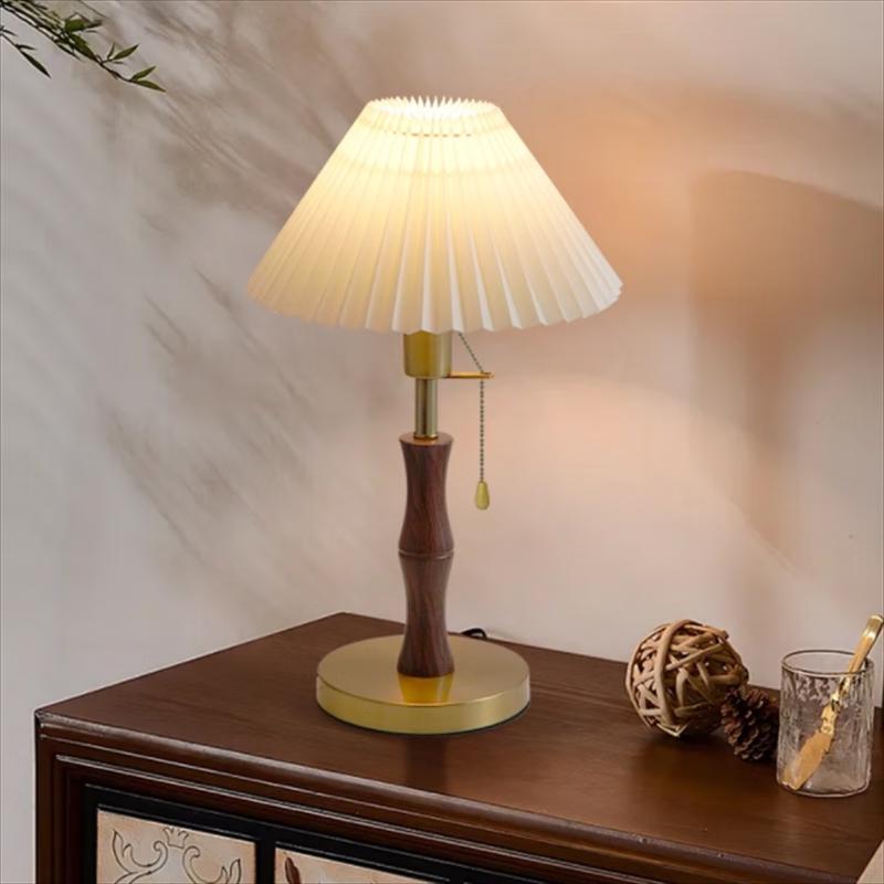 SLYC Vintage Bamboo Pleated LED Lamp Set
