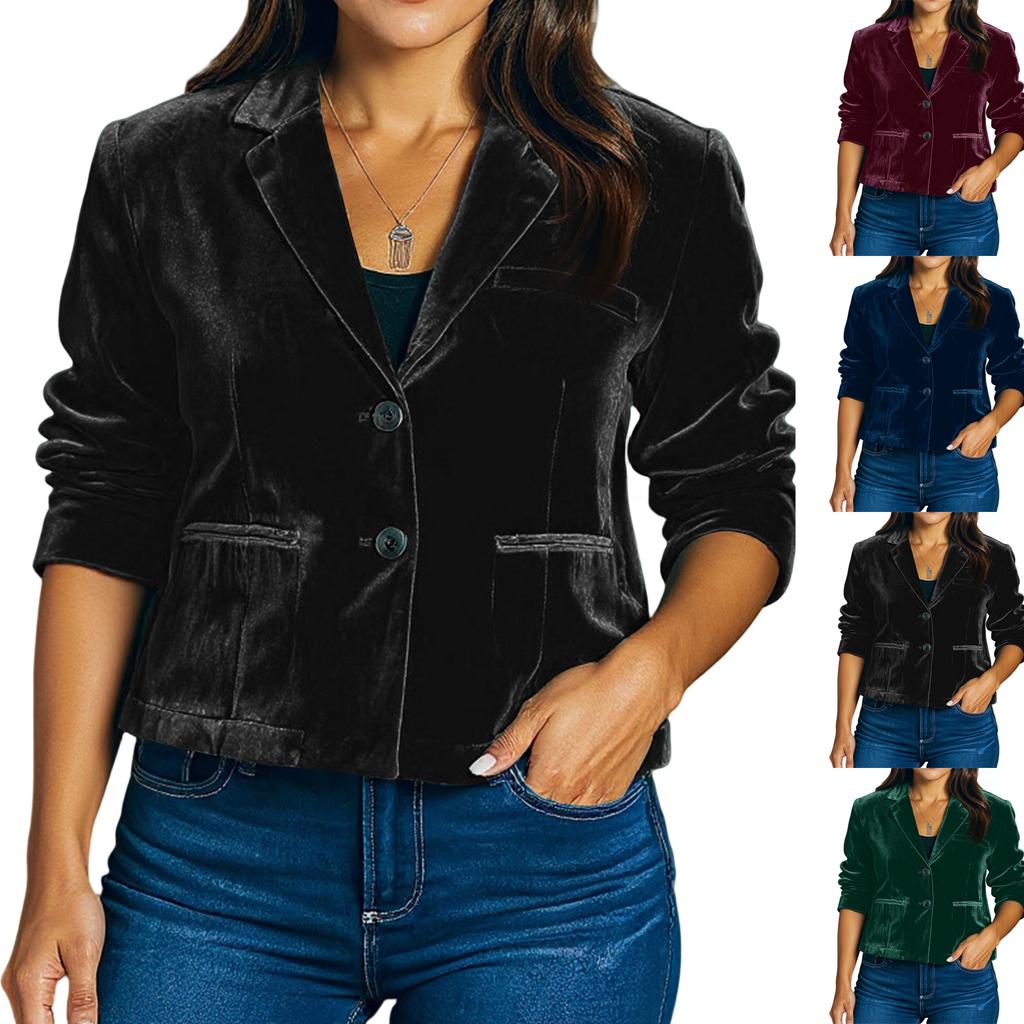 Women's Fashionable Casual Solid Color Retro Long-Sleeved Velvet Shirt Coat
