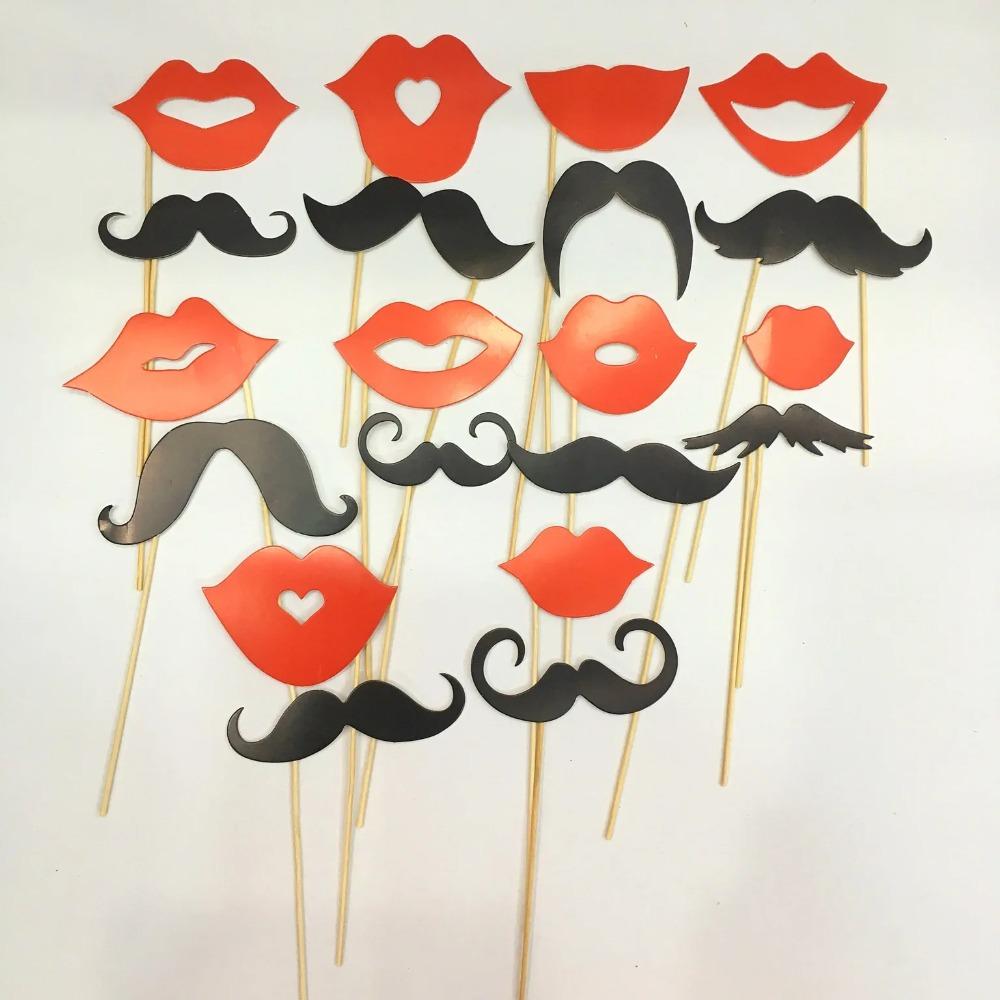 10-58pcs Fun Wedding Decoration Photo Booth Props DIY Mustache Lips Glasses Mask Photobooth Accessories Wedding Party Supplies