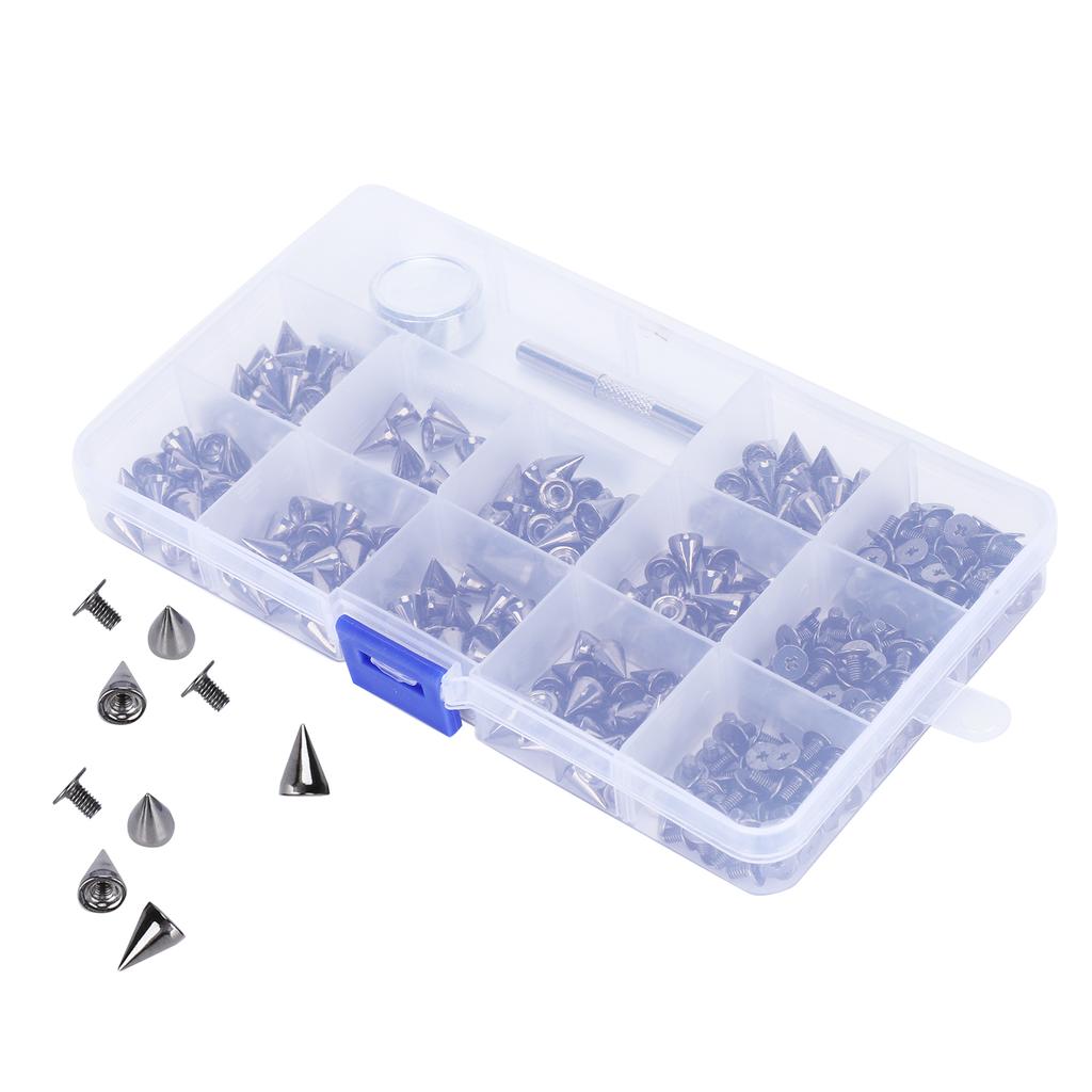 200Pcs Bullet Rivet Punk Nail Snap Fastener Tool Kit Zinc Alloy DIY Leather Craft Press Studs