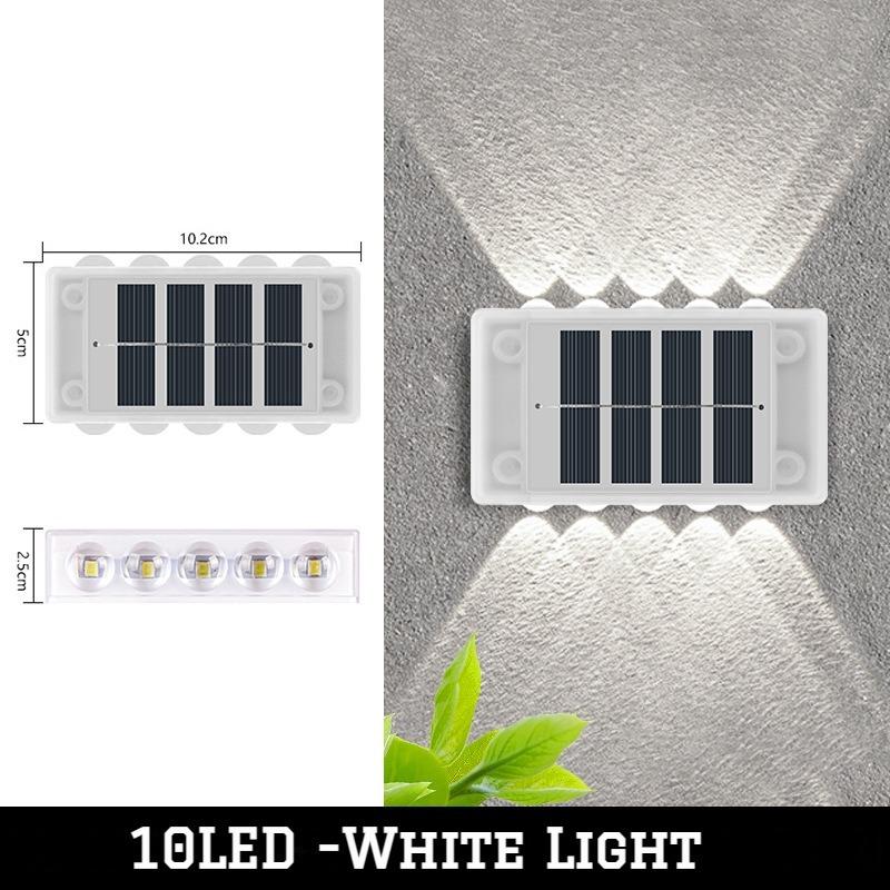 10/8/6LED Solar Wall Lamp Outdoor Waterproof Up and Down Luminous Lighting for Garden Fence Decoration Sunlight Light
