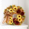 Fall Wreath 20inch Fall Sunflower Wreaths for Front Door Artificial Autumn Wreath with Maple Leaves Burlap Bows for Thanksgiving
